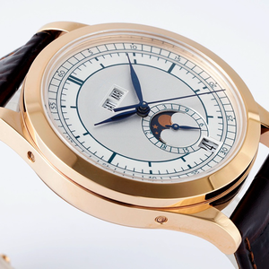 <span class=keywords><strong>Montres</strong></span> de luxe pour hommes, boîtier en métal couleur or rose 38,5 mm, cadran sectoriel, calendrier annuel, style 5396, montre mécanique automatique - Product Image 4