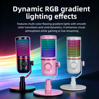 Microphone de jeu USB professionnel, microphone à condensateur filaire, microphone de jeu USB bon marché à directivité cardioïde RGB pour PC, enregistrement, podcast
