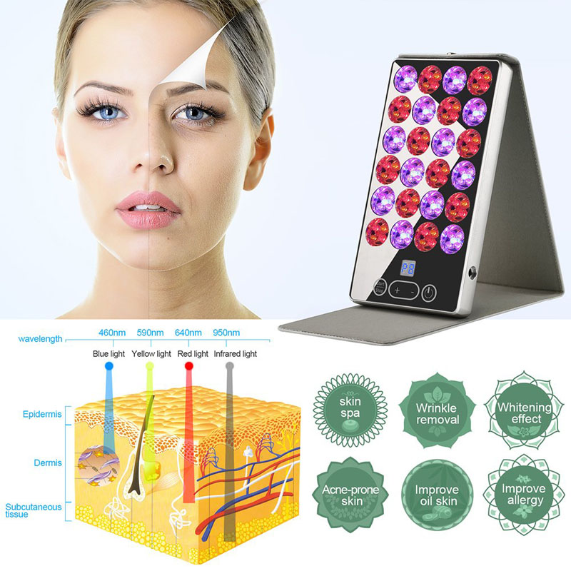 3 Color LED PDT Skin Care Device Acne Treatment Wrinkles Remove Machine Mirror