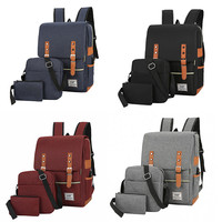 Sac d'école multifonctionnel à chargement USB Ensemble 3 en 1 de sacs d'école pour l'université Sacs à dos mignons pour ordinateur portable