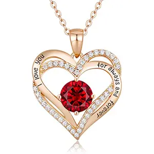 Amor Coração Birthstone Colares para Mulheres Rose Gold Jóias para Esposa Namorada Mãe Filha para Aniversário Presente