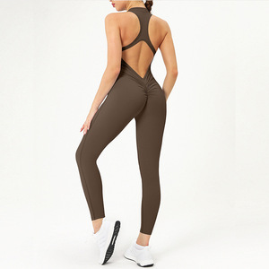 Combinaison de sport dos nu pour femme, une pièce, avec fermeture éclair frontale, pour la gym, le <span class=keywords><strong>yoga</strong></span> et l'entraînement - Product Image 2