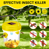 Asesino de avispas para colgar al aire libre Trampas para moscas reutilizables Trampa para abejas con energía solar Trampa para avispas con luz LED Uv