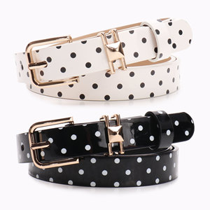 Cinturón de Cuero Sintético Color Caramelo con Estampado de Puntos, Estilo Americano, para Mujer, Primavera-Verano, Accesorio de Alta Gama - Product Image 5