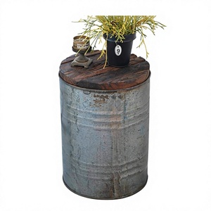 Galvanized <b>Occasional</b> <b>Table</b> Luxury Design Handmade Wrought Iron <b>Round</b> Shape Galvanized Metal Side <b>Table</b> With Wooden Top - Product Image 1