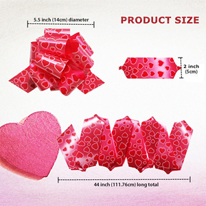 Fiocco Decorativo per San Valentino, Nastro con Pompon da 5,5 Pollici, Fiocco a Strappo per Decorazioni di Matrimoni, Compleanni e Festa della Mamma - Product Image 2
