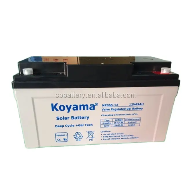 Vente en gros prix d'usine 65ah 12V système PV batterie gel à cycle profond