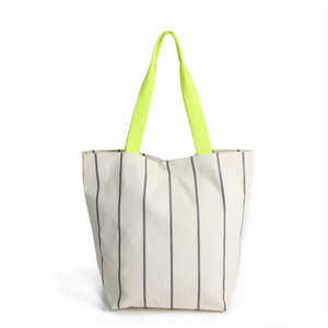 Striped Canvas Tote Bag Lightweight Large Capacity Shoulder <b>Handbag</b> Casual Shopper for Daily Travel - Product Image 1