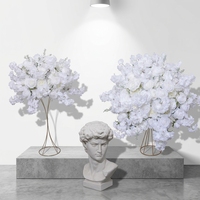 Offre Spéciale – Centre de Table Artificiel en Soie Style Européen, Rose Blanche, Delphinium et Fleur de Cerisier pour Mariage