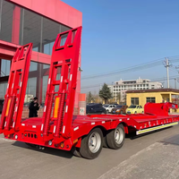 Semi-remorque plateau extensible 20 pieds 40 pieds, remorque porte-conteneurs 3 4 5 essieux, remorque plateau basse avec timon de traction pour le transport