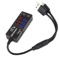 Testeur de chargeur USB, compteur de tension et de courant, voltmètre, ampèremètre, testeur de capacité de batterie, détecteur d'alimentation mobile avec câble USB-A Type-C
