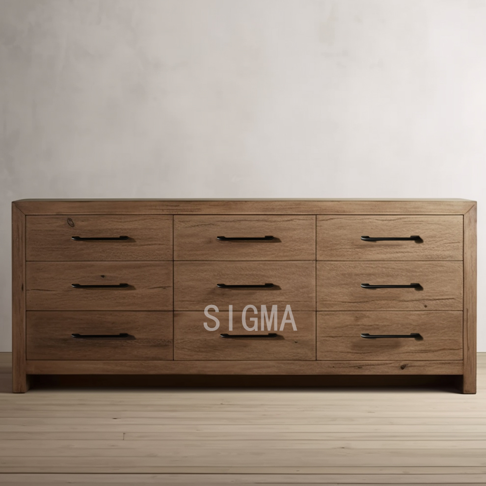 Luxury vintage solid wood beside table living room furniture modern bedroom Sets 9 drawers cabinet
