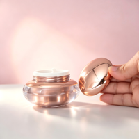 Pot de crème cosmétique ovale de luxe en acrylique or rose 30g 50g avec couvercle à vis et bord perlé