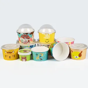 3oz Manufacturers disposable white ice cream paper cup with lid customer logo paper cup with spoon from source factory supplier