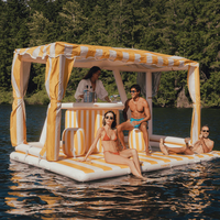 Île flottante géante Cabana DWF en PVC, tente gonflable, canapé, plateforme de bar aquatique, quai, île de baignade gonflable avec auvent