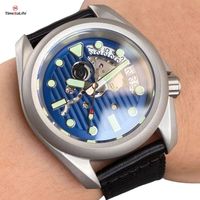 Montre automatique semi-squelette OEM personnalisée avec mouvement japonais NH35, cadran à cœur ouvert, index et aiguilles lumineux, bracelet en nylon et date
