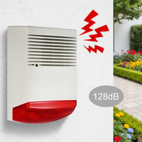 Sirène d'alarme extérieure filaire 128 dB avec batterie de secours, IP45, 50 W, durable, certifiée CE, en ABS, lumière stroboscopique sonore, bleu/rouge/orange