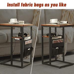 Country Style Retro <b>C</b> <b>Shape</b> Side <b>Table</b> With Usb Charging Storage Bag Coffee <b>Table</b> - Product Image 4