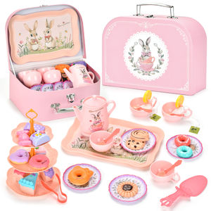 Set da Tè Pomeridiano per Bambine, Gioco di Cucina in Plastica, Giocattolo Simulazione Cibo, Piatto di Dessert, <span class=keywords><strong>Torta</strong></span>, Regalo per Bambini - Product Image 1