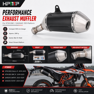 Silencieux d'échappement pour moto KTM 690 Enduro R SMC R 2019-2025 <span class=keywords><strong>GASGAS</strong></span> SM700 ES700 en acier inoxydable noir argenté - Product Image 1