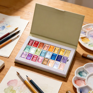 Kit de 24 couleurs de peinture solide <span class=keywords><strong>aquarelle</strong></span> nacrée 2,6 ml, pigments métalliques scintillants pour la peinture à l'<span class=keywords><strong>aquarelle</strong></span> et les fournitures d'artisanat en gros - Product Image 1