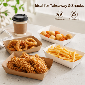 Cajas de Papel Kraft Desechables para Alimentos, Contenedores de Papel Ecológicos Resistentes al Aceite en Forma de Barco para Empacar Bocadillos, Frutas y Comida Rápida - Product Image 3