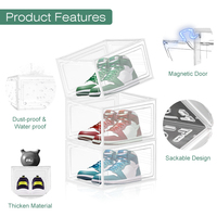 10 pièces magnétique avant porte ouverte Sneaker vitrine poubelle Portable empilable en plastique chaussures stockage conteneur boîte support