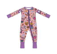 Pyjamas en bambou en gros, combinaison de bébé Halloween avec motif chat noir et toile d'araignée, vêtements de nuit 0/24M