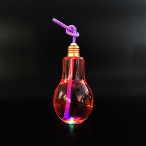 Botella de Bebida de Plástico PET con Forma de Bombilla Creativa, Impresión Serigráfica, Capacidad de 360 ml/400 ml/500 ml, No Tóxica, Libre de BPA, Tapa de Rosca - Product Image 5