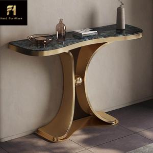 โต๊ะคอนโซลทองคำทันสมัยหินเผาคุณภาพสูงจากฝรั่งเศส โต๊ะทางเข้าทรงแคบสไตล์อิตาลีคลาสสิก - Product Image 5