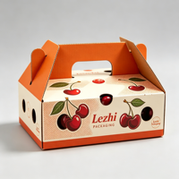 Boîte d'emballage de luxe pour cerises du Chili avec poignée, boîte cadeau en carton ondulé imperméable pour fruits, vente en gros de boîtes en papier avec poignée