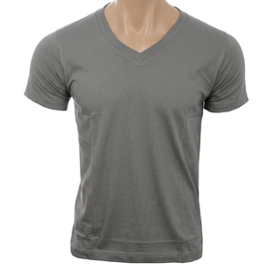 T-shirt en coton à manches courtes et col rond pour homme, couleur unie, coupe classique, jersey décontracté, bleu - Product Image 5