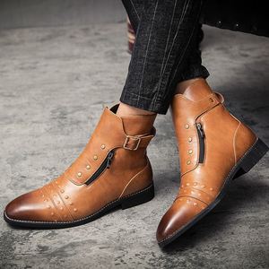 Botas de Hombre de Talla Grande, Estilo Nuevo, Zapatos Casuales, Botas de Piel Sintética de Caña Alta - Product Image 2