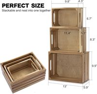 Ensemble de 3 caisses en bois rectangulaires vintage, empilables, en acacia, boîte de rangement écologique, bac à fruits et légumes, cuisine, garde-manger