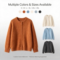 Damen Casual Kaschmir-Cardigan mit Rundhalsausschnitt, Einreihig mit Knöpfen, Knitterfrei, Relaxed Fit Strickware für Herbst und Winter, OEM ODM