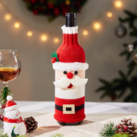 Bouteille de vin de noël décoration tricotée père noël renne Champagne Protection anti-poussière cadeau de noël accessoire de fête