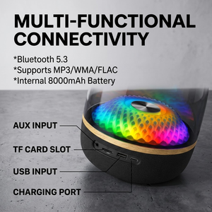 Enceinte sans fil 120W en gros, prête pour OEM/ODM, son surround 360° Apt-X, LED RGB, TF/AUX/BT 5.3, effets sonores de <span class=keywords><strong>jeu</strong></span>, stéréo domestique - Product Image 5