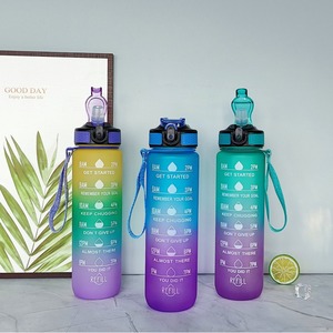 Vaso de Plástico Rígido de 1000 ml con Color Degradado y Marcador de Hidratación por Tiempo <span class=keywords><strong>para</strong></span> Gimnasio y Uso al Aire Libre, Gran Venta - Product Image 4