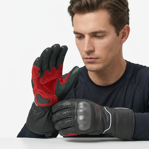 ถุงมือแข่งรถ SAAR INDUSTRIES Alpha แบบเต็มนิ้ว ป้องกันฝ่ามือด้วยหนัง รองรับหน้าจอสัมผัส กันลื่น ระบายอากาศได้ดี สายรัดข้อมือปรับได้ พร้อมตะขอเกี่ยว - Product Image 1