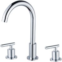 Robinet de lavabo en cuivre à double poignée, trois trous, à poser sur le plan, avec bec orientable et commande à double bouton, finition sous vide