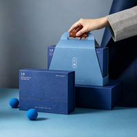Coffret cadeau bleu biodégradable de luxe moderne personnalisé, boîte rigide pour livres, boîte magnétique réutilisable, impression UV