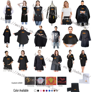 Thời trang polyester không thấm nước salon tóc gown Beauty Spa Áo khoác biểu tượng tùy chỉnh thợ cắt tóc smock mà không có tay áo Salon Stylist vest - Product Image 6