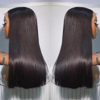 Wig Rambut Asli Brasil Bone Straight Lace Front, Wig Tanpa Lem dengan Lace Transparan untuk Wanita Kulit Hitam