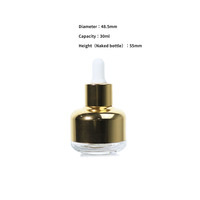 Usine 30ml 50ml rond plat-épaulé électrolytique Snap-On or/argent huile essentielle bouteilles en verre avec compte-gouttes en caoutchouc