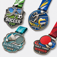 Médailles de sport personnalisées en alliage de zinc 3D, coupe de football 2025, champion de volley-ball, badminton, tennis de table, médailles de récompense avec ruban imprimé