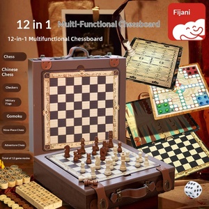 Juego de ajedrez de madera multifuncional 12 en 1, juguete educativo de rompecabezas para niños, entretenimiento familiar, regalo navideño para niños - Product Image 1
