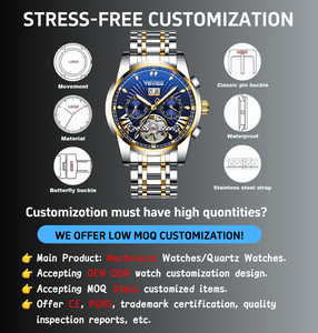 Montre mécanique TEVISE 9005F, automatique, tourbillon, calendrier, marque de luxe, logo personnalisé - Product Image 2