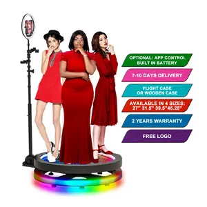 3D Abyss RGB Tempered Glass 360 infinity photobooth kiosk video booth 360 selfie photo booth equipment with light box
