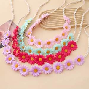 Wedding Bridal Party Decor Floral Garland <b>Crown</b> Hair Wreath Boho Hawaiian Beach Girl Women Headpiece Daisy <b>Flower</b> Headband - Product Image 2