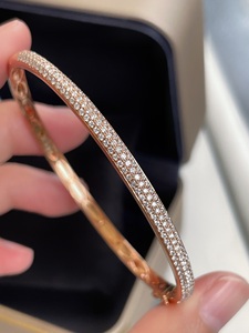 Xinfly Solid 18K <b>Gold</b> Three-Row Natural Diamond Pave <b>Bangle</b> Ring <b>Set</b> Stellar River Series AU75e FineJewelry for Women - Product Image 6